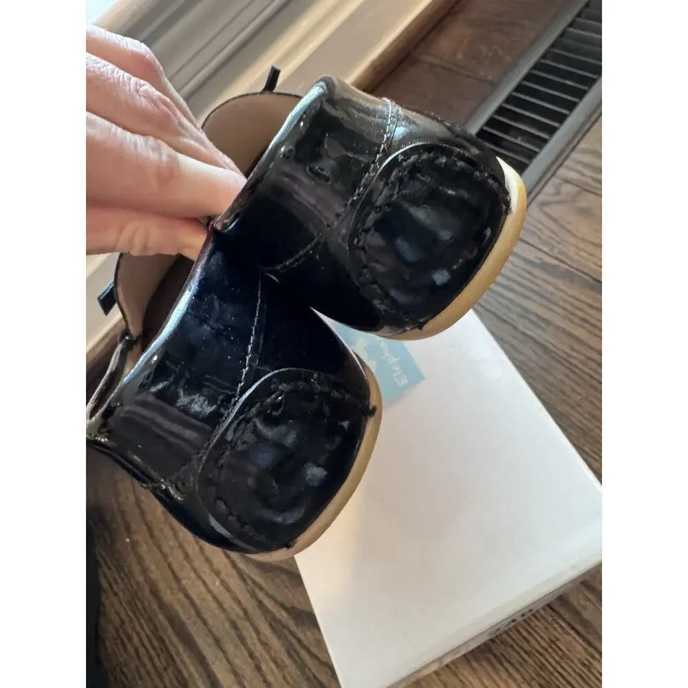 Elephantito Bow Moccasin Black Patent Leather Little Girls 11.5 NIB $80 MSRP